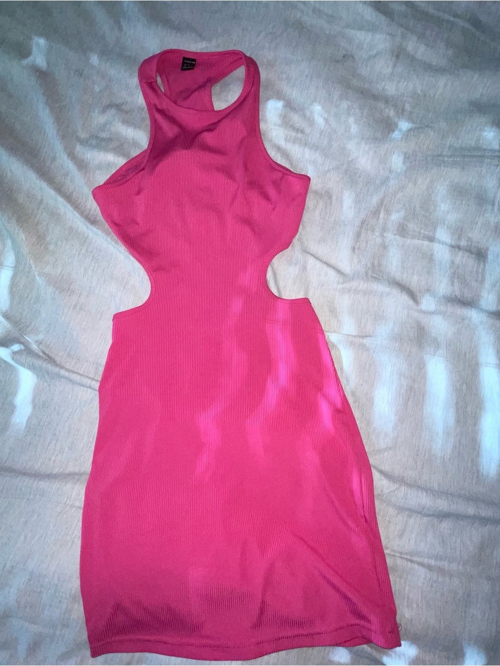 SHEIN Hot Pink Ribbed back cut out dress- Size XS
